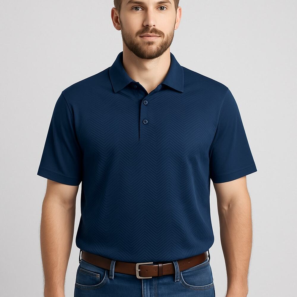 Under Armour Men's HeatGear Polo shirt Size XL Navy Blue Chevron Pattern